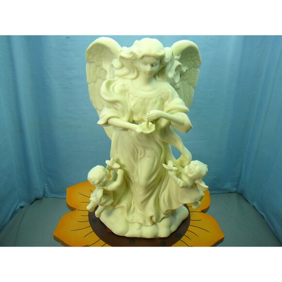 Vtg Retired Partylite Angel of Light Bisque Porcelain Taper Candle Holder - Picture 1 of 6